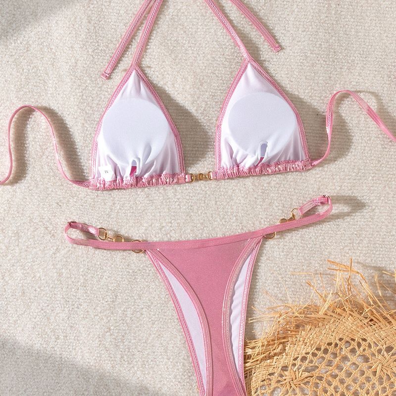 Women's New Sexy Shiny Pearl T-string Bikini Swimsuit Bikini_voghion.com