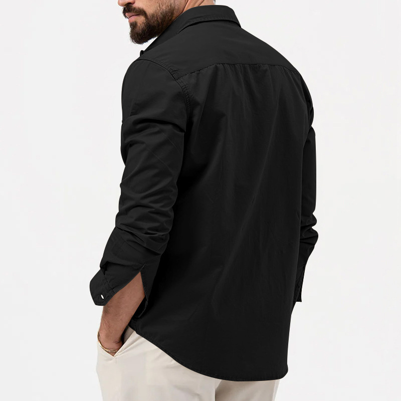 2024 Nova Estação Independente Transfronteiriça Camisa Masculina Multi-bolso Casual Manga Longa Camisa Masculina_voghion.com
