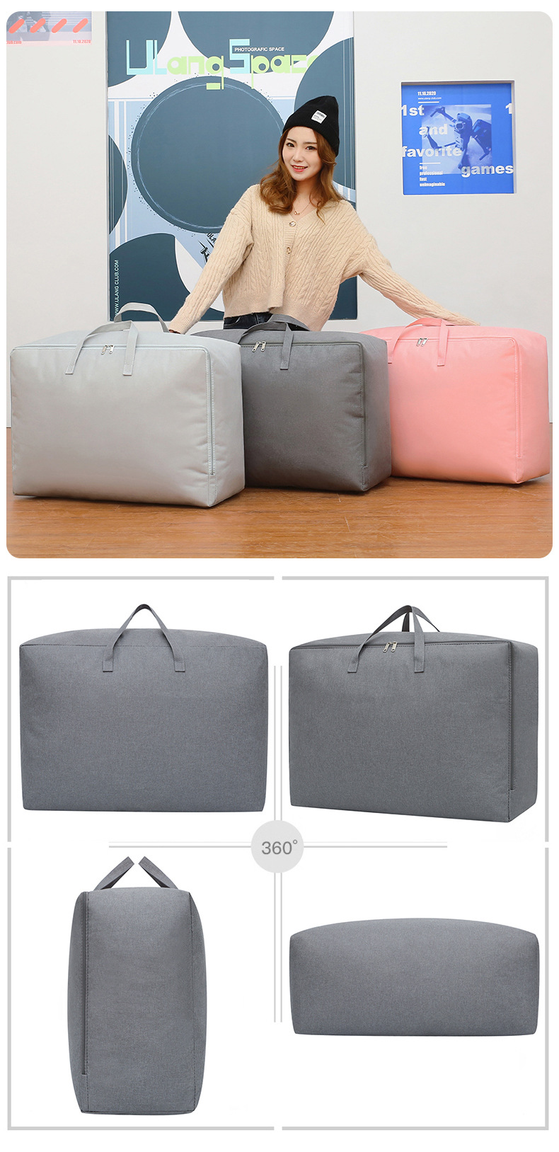 Quilt storage bag for household clothing and quilts packing bag dust-proof moving luggage bag water-repellent quilt_voghion.com