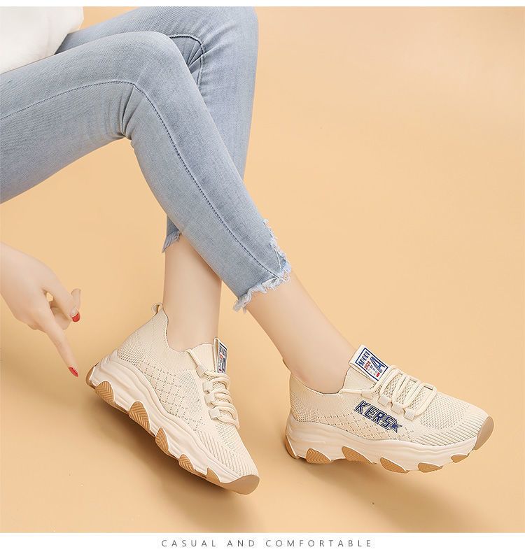 2024 Women's Spring New Single Korean Versatile Casual Comfortable Breathable Sports Increase Weight And Show Slim Mesh_voghion.com