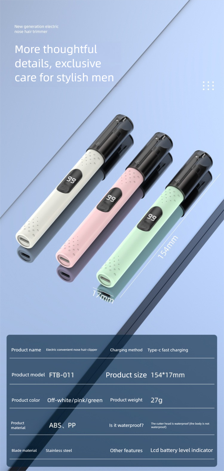 Nuovo tagliacapelli elettrico per uomo, tagliacapelli lavabile, macchina per peli del naso con display digitale_voghion.com