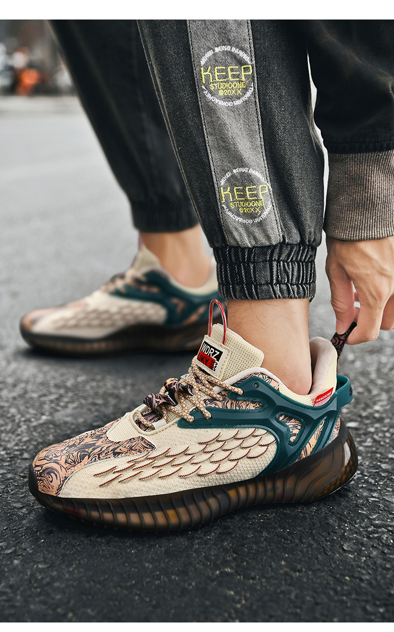 Hommes S baskets printemps nouveau Style chinois écailles de poisson fluorescentes hommes chaussures à la mode course décontracté_voghion.com