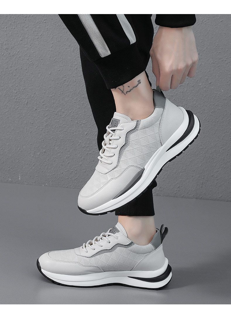 Herenschoenen Leer Koeienhuid Witte schoenen Herensportschoenen Boardschoenen Heren Ademende Casual Sportschoenen_voghion.com