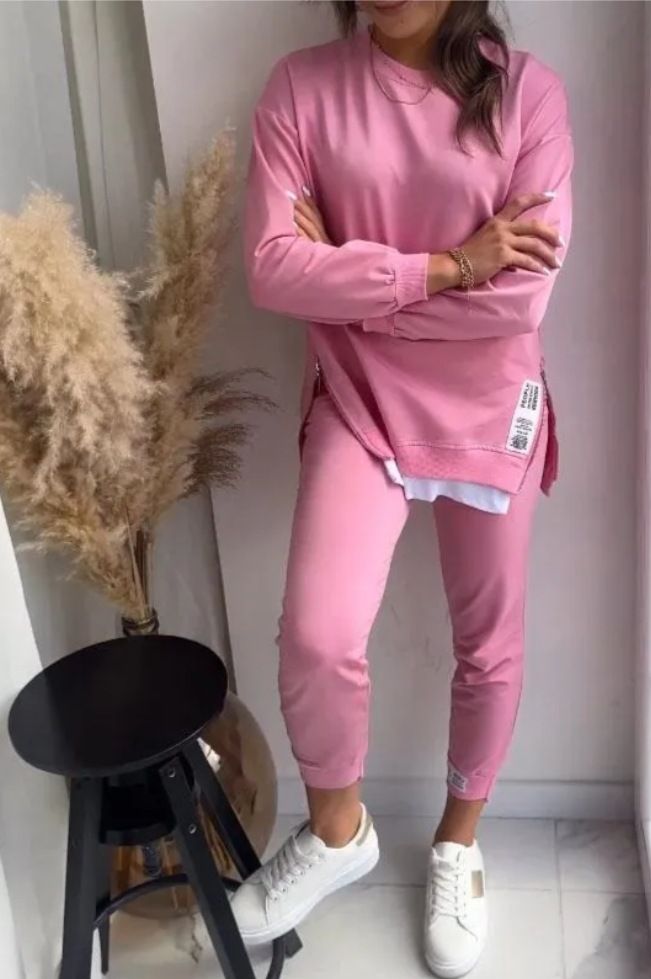 New Autumn Patchwork Loose Two Piece Set Women's Fashion Long Sleeve Pullover Suit Casual Hoodie Sports Pencil Pants Outfits_voghion.com