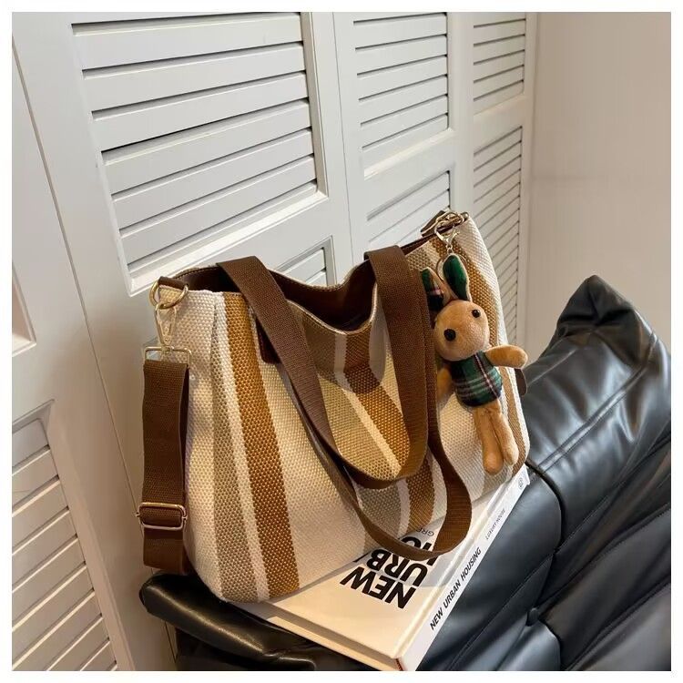 Neue trendige Umhängetasche, modische urbane Handtasche mit großer Kapazität und Canvas-Textur, einfache Pendler-Tragetasche_voghion.com