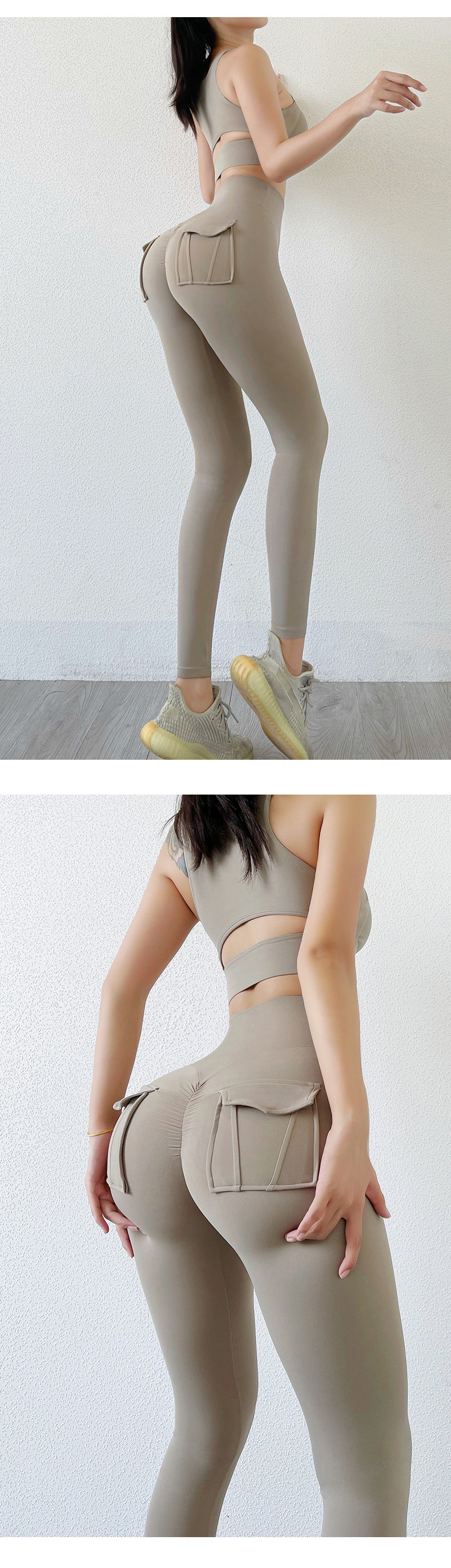Women's Nude High-waist Butt-lifting Yoga Pants For Women With Pockets Sports Tights Chrysanthemum Fitness Pants_voghion.com