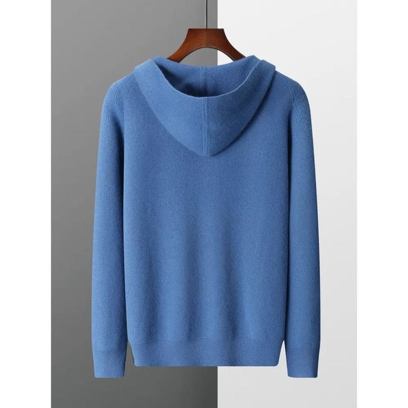 Men's Zip-Up Hooded Cardigan – Sporty Casual Knit Sweater With Front Pockets (Light Blue/Black/Grey/Dark Blue, Sizes S-3XL)_voghion.com
