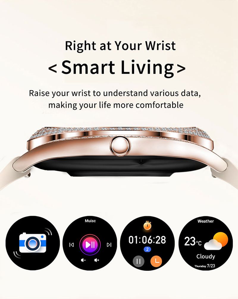 Smart Fashion Watch For Women Heart Rate Sleep Monitoring Multi Function Waterproof Pedometer Sports Watch_voghion.com