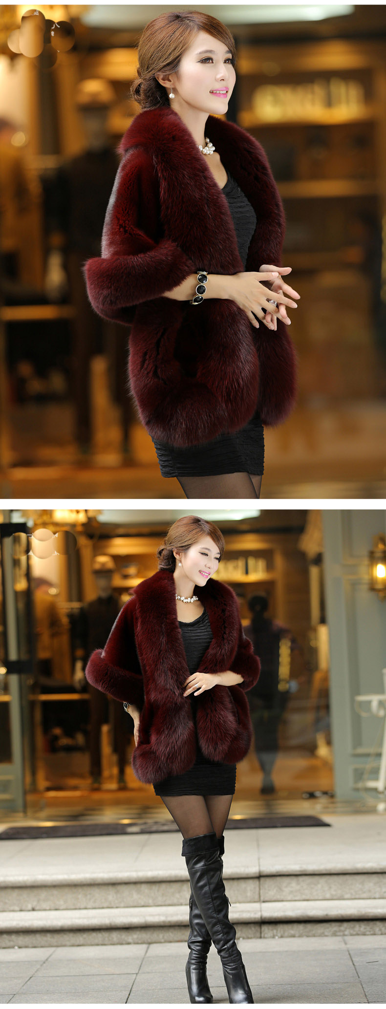 Damen-Schal aus Fuchshaarimitat, Brautkleid-Schal, Pelzmantel, warmes Kaninchenhaar_voghion.com