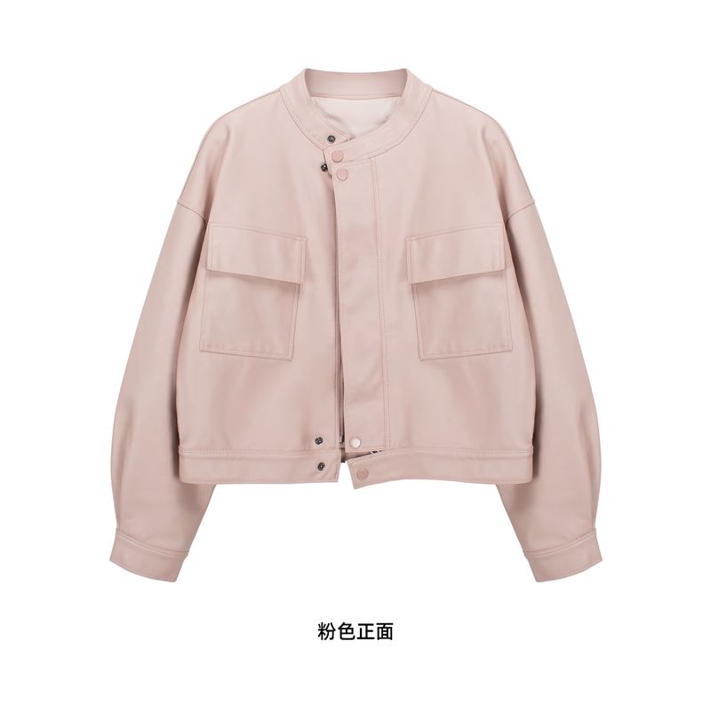 Veste courte en cuir pour femme, style coréen printemps-automne, veste ample décontractée tendance en PU, manteau de moto_voghion.com