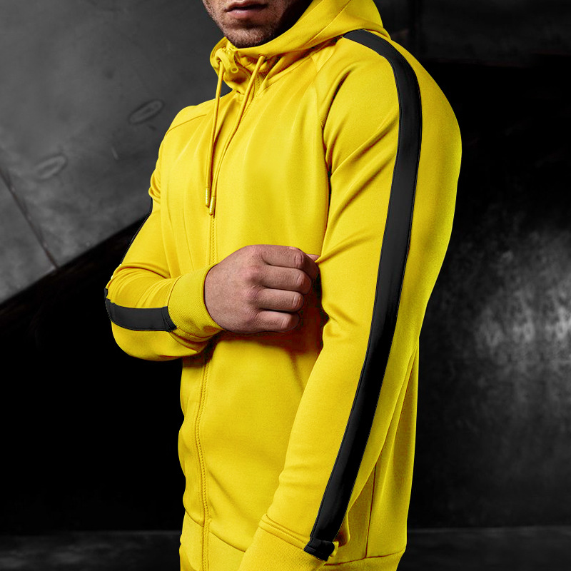 New Autumn and Winter Hooded Colorful Running Training Fitness Youth Sports Set Men's_voghion.com