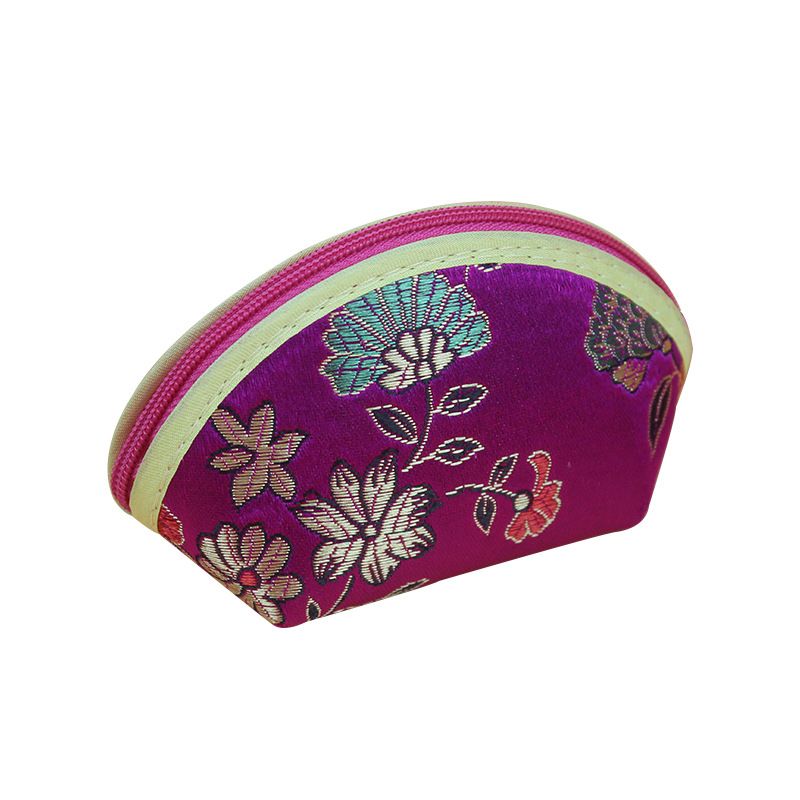 New Ethnic Style Single Zipper Wallet Floral Fabric Pattern Embroidered Coin Purse Clutch_voghion.com