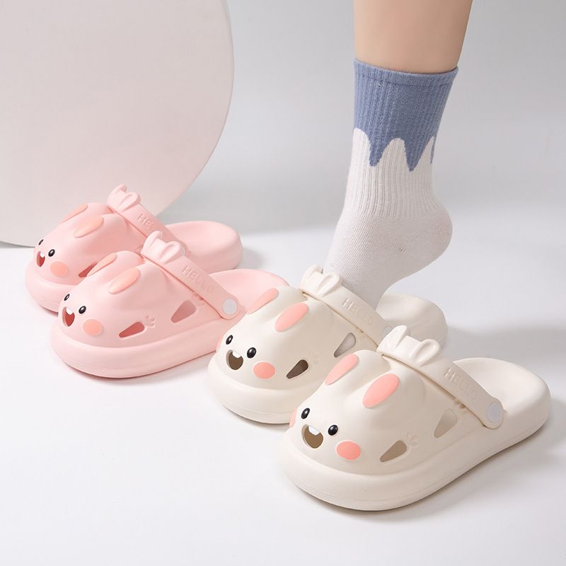Cartoon Kaninchen Damen Loch Kinder süße Füße Stepping dicke Sohle Outdoor tragen Strand Eltern Kind Garten Schuhe_voghion.com