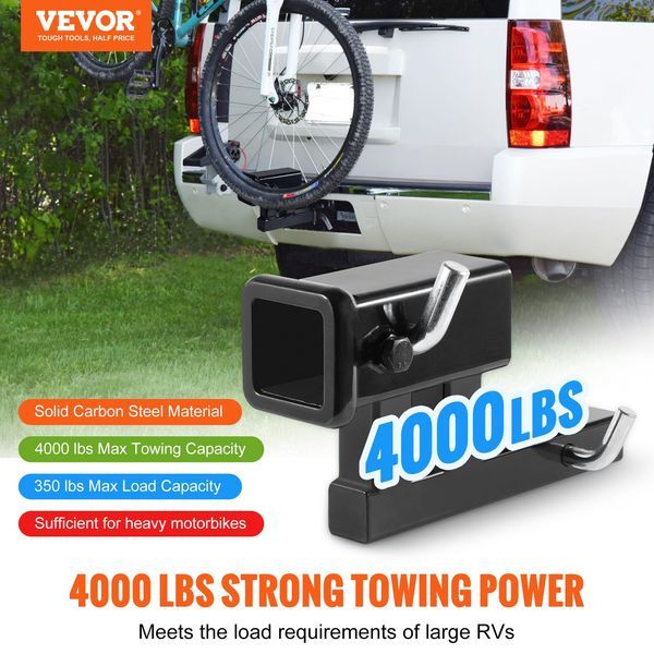 Hitch Adapter, 1-1/4' To 2' Receiver Hitch Extender Extension, Trailer Hitch Riser With 4' Rise/Drop, 6-1/2' Extension Length, 4000 Lbs Towing Capa_voghion.com