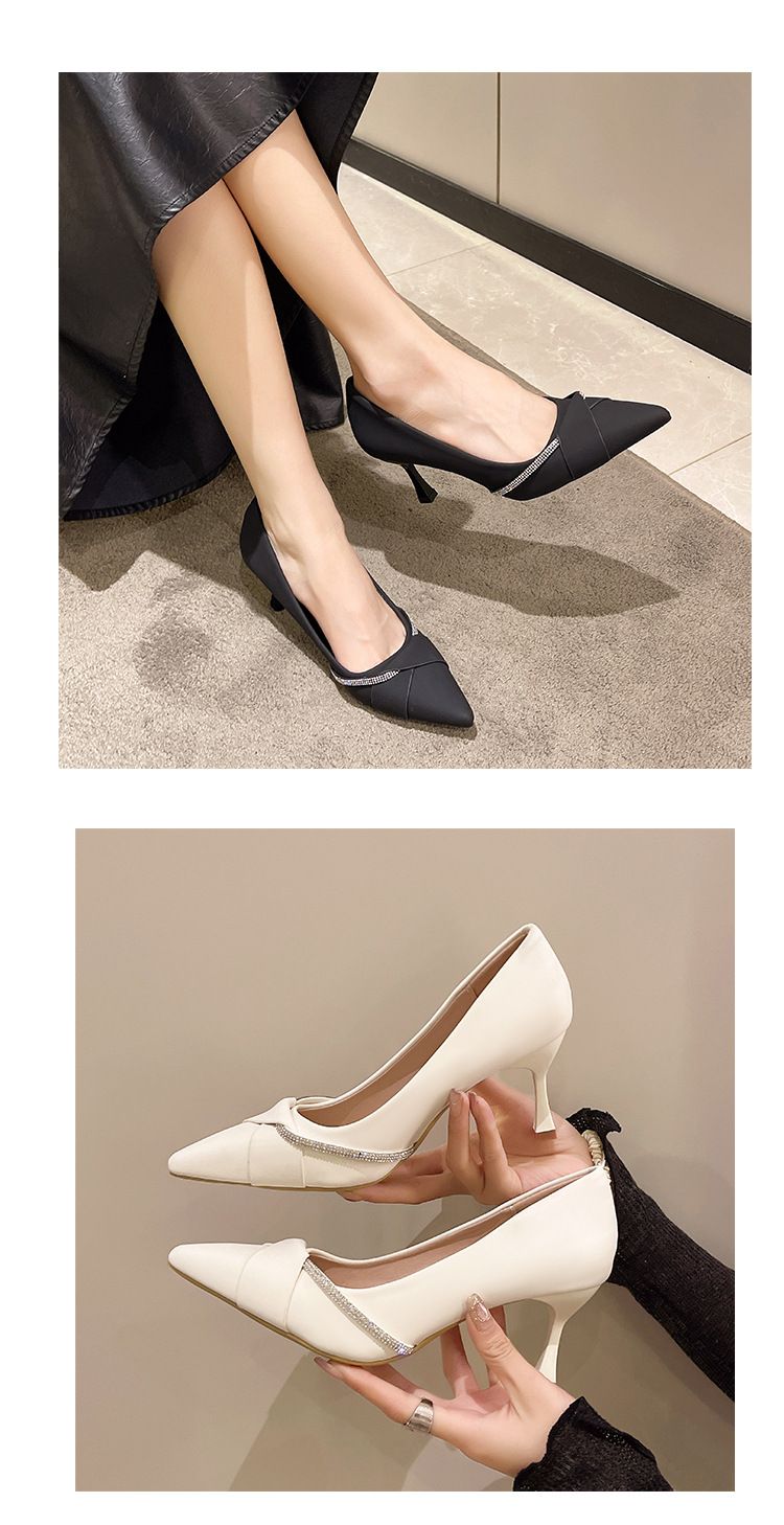 High Heels für Damen im Frühling und Herbst mit flacher Öffnung, spitzer Spitze und dünnem Absatz, die allein zur Arbeit pendeln_voghion.com