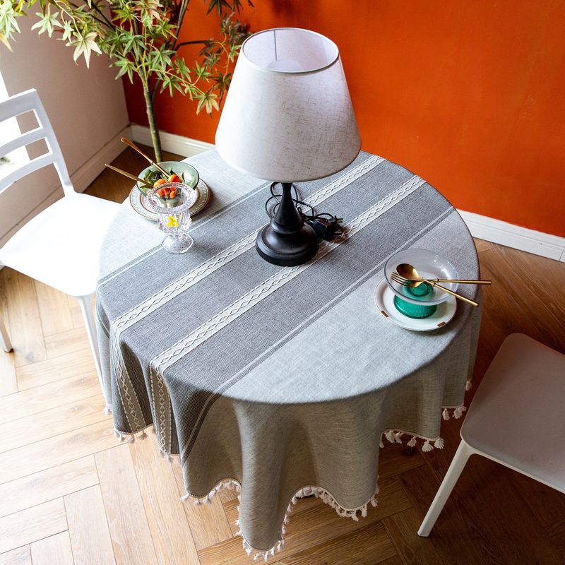 Nappe ronde en coton et lin pour table à manger, petite et fraîche, style nordique, tendance_voghion.com