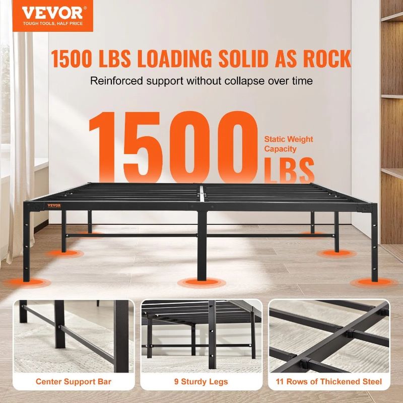 Spring Needed Mattress Platform Foundation Metal Embedded Capacity Queen Duty 14 Inch Bed No 1500 Box Loading Frame Lbs Heavy_voghion.com