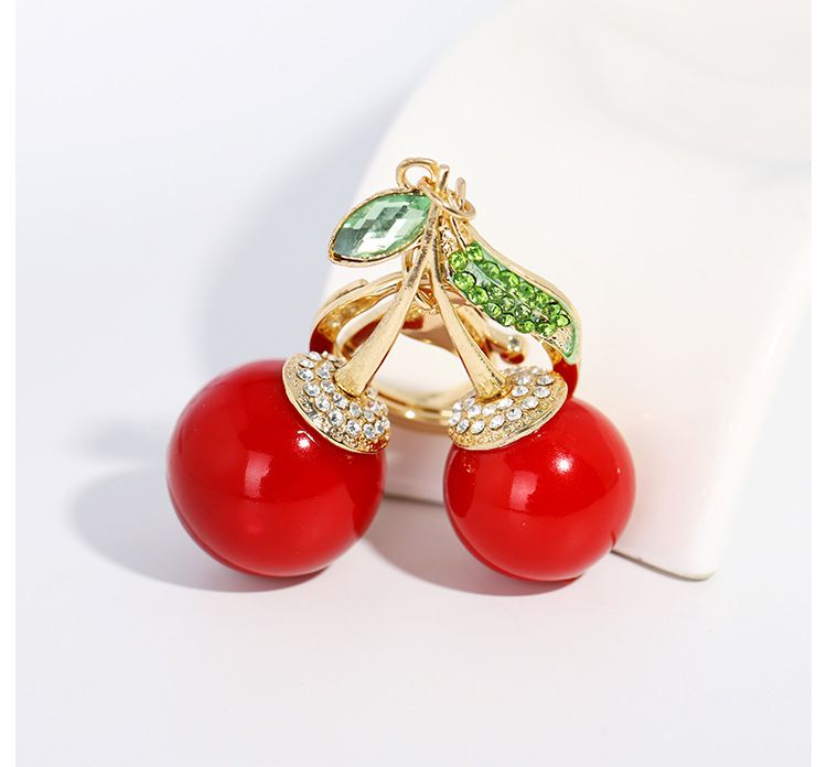 Kirsche Schlüsselanhänger süße Obst Tasche Dekoration High-End-Auto Schlüsselanhänger_voghion.com