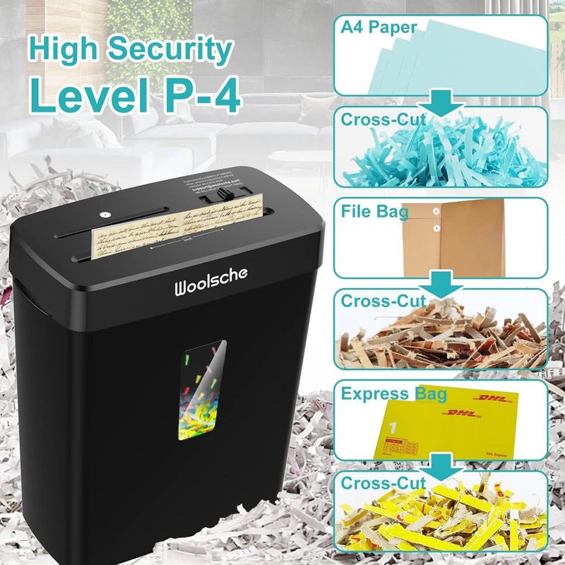 Woolsche Paper Shredder - 10-Sheet Cross Cut With 3.43-Gallon Basket - P-4 Security Level - 3-Mode Design - Shreds CD And Credit Card - Durable, Fast, And Jam Proof For H_voghion.com