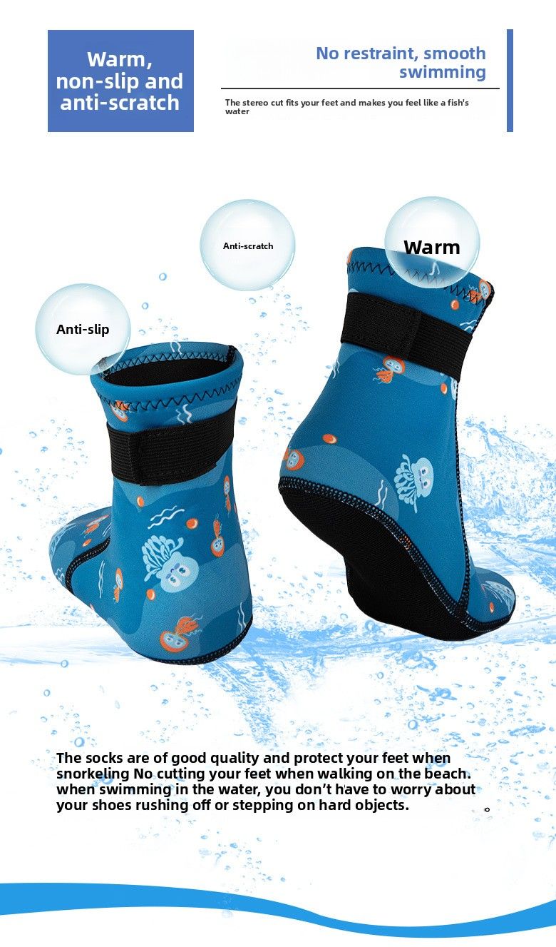 Calzini lunghi tubolari antiscivolo caldi da spiaggia per bambini da 3 mm, adatti per nuoto invernale, immersioni e snorkeling_voghion.com