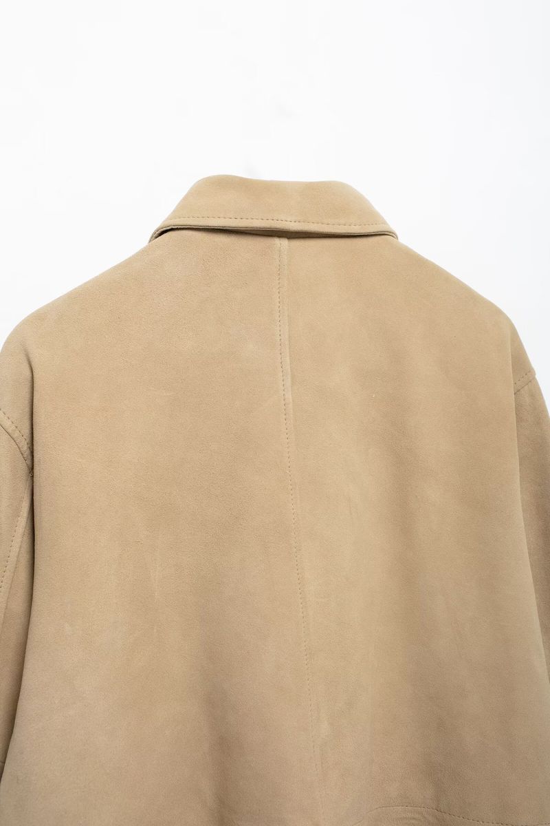 Vêtements pour femmes automne et hiver nouveau style veste courte en velours de peau de cerf à boutonnage simple_voghion.com