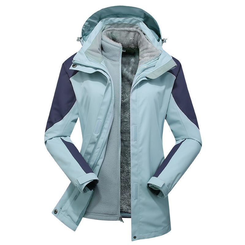 Giacca invernale 3 in 1 per uomo e donna, antivento, impermeabile, giacca da trekking staccabile, pile corallo spesso,_voghion.com