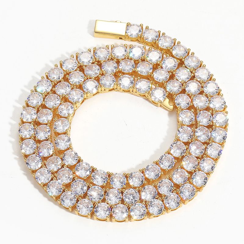 Collana da uomo con catena da tennis Hip Hop, larghezza 3 mm, 4 mm, 5 mm, fibbia a molla, micro intarsio, zirconi a fila singola, collana Hip Hop_voghion.com