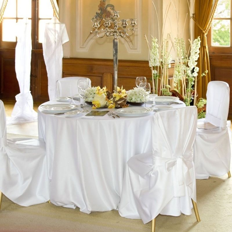 Round Satin Tablecloths white Overlay Cover Bright Smooth Fabric Table Cloth for Wedding Party Restaurant Banquet_voghion.com