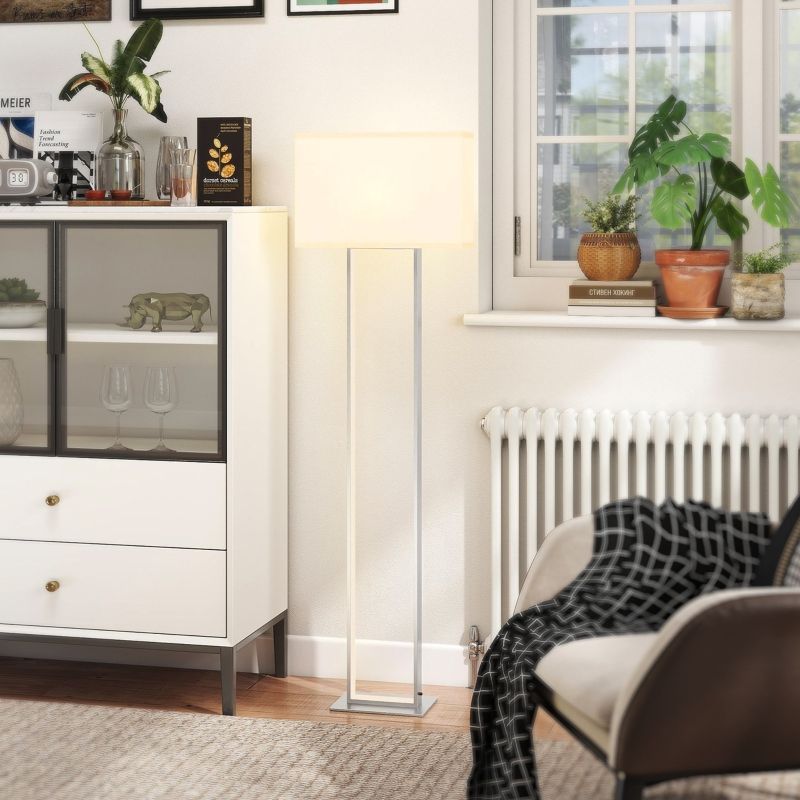 Lampada a stelo moderna con 3 modalità, Fußschalter, Verstellbarer Helligkeit, Leinenoptik, Weiß_voghion.com