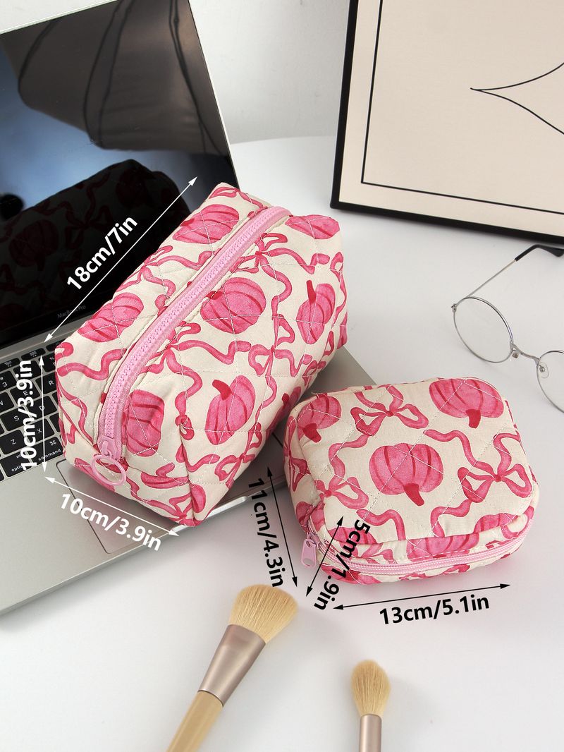 Halloween Rosa Kürbis Schleife Große Kapazität Kosmetik Tasche Lagerung Tasche Stepp_voghion.com
