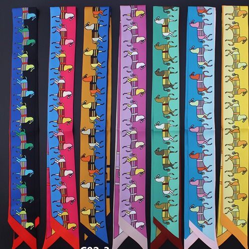 Sciarpa da collo piccola con fiocco in seta, stile primavera autunno estate, nuova moda, stampa pony, da donna_voghion.com