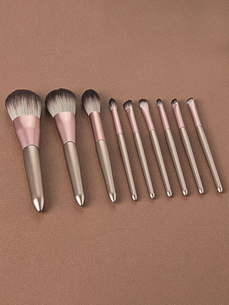 9-teiliges braunes Qualitäts-Make-up-Pinsel-Set_voghion.com