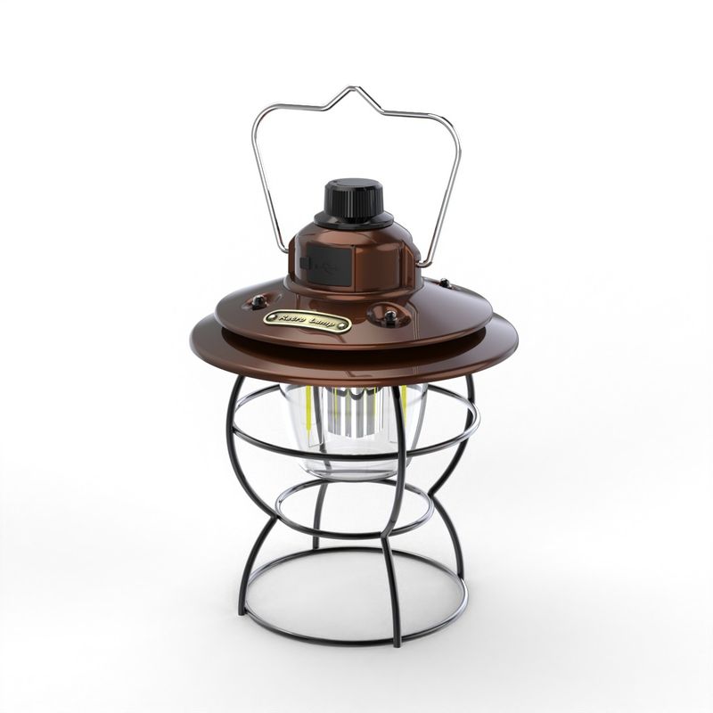 Cross-Border Retro Outdoor Multi-Functional Camping USB Rechargeable Emergency Lighting Handheld Lantern_voghion.com