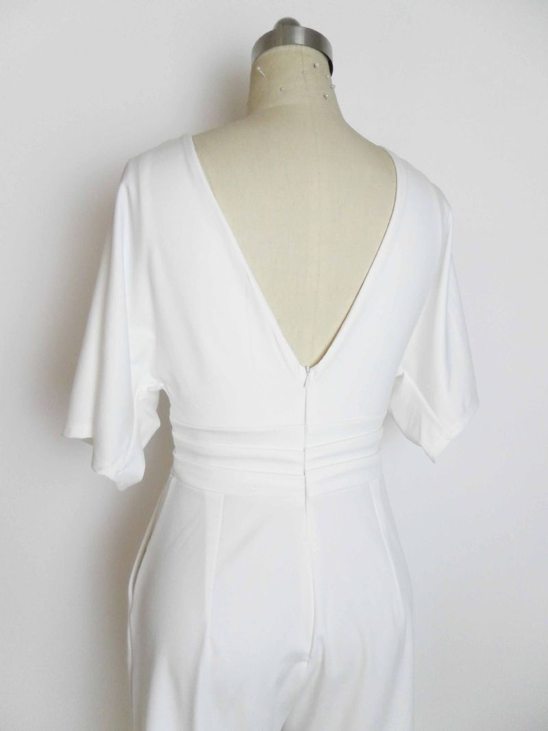 Damesjurk Jumpsuit Hot Sale Diepe V-broek met hoge taille en wijde pijpen_voghion.com