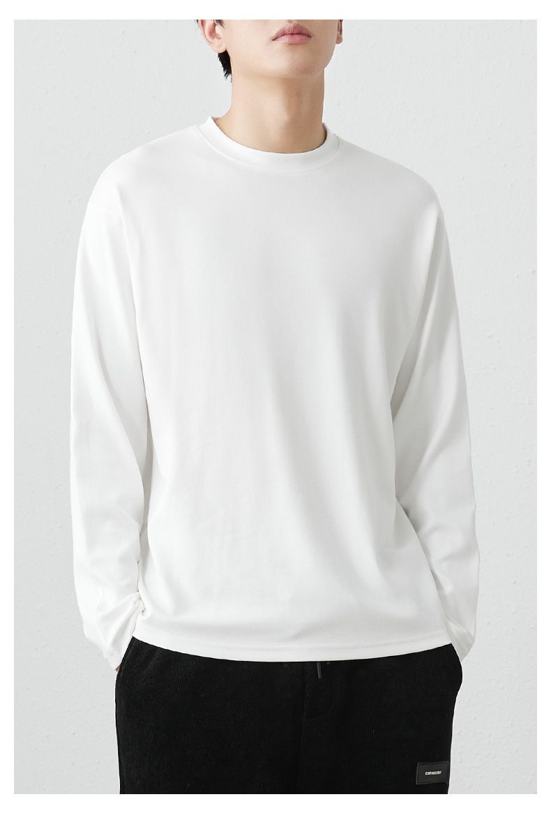 Herren-T-Shirt aus reiner Baumwolle, langärmelig, lässig, Rundhalsausschnitt, lockere Passform, Sweatshirt, atmungsaktiv, Sommer, Top-Qualität, Baselayer-Shirt_voghion.com