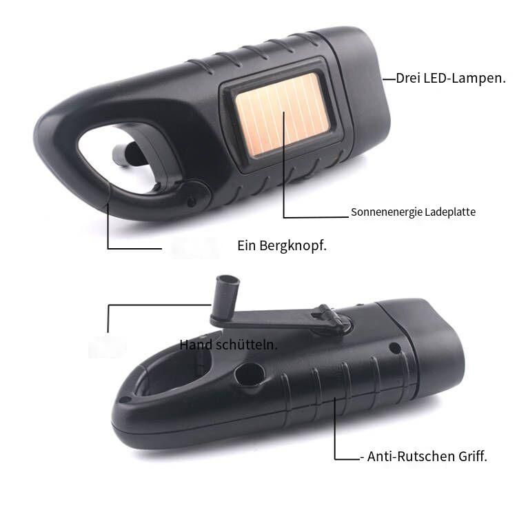 Press Crank Hand Squeeze Self-Generating Flashlight LED Solar Charging Three Lights Mini Outdoor Portable_voghion.com
