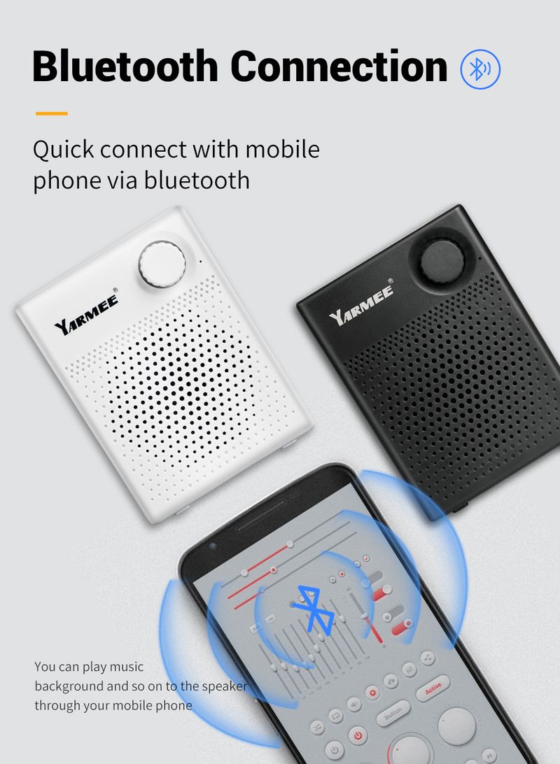 YARMEE Megafon Tragbare Bluetooth Stëmmverstärker USB Lautsprecher Professionelle Mikrofon fir Enseignanten Instrukter Tour_voghion.com