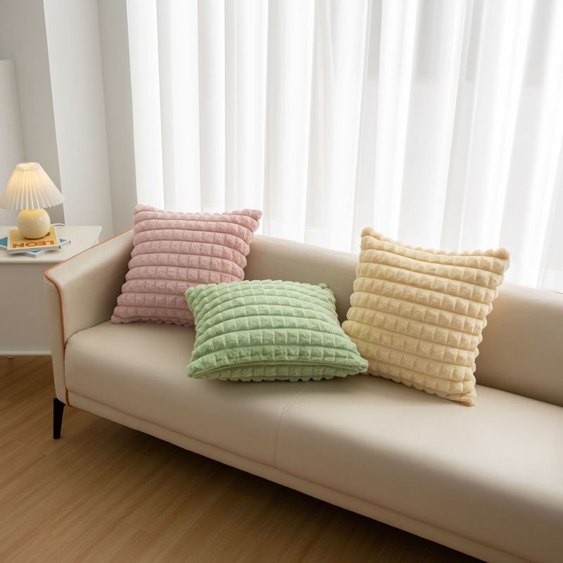 Plush Waffle Knit Throw Pillow - 18x18 Inch Super Soft Decorative Cushion (High-Density Filling For Sofa Bed Reading Nook Cozy Home Decor)_voghion.com