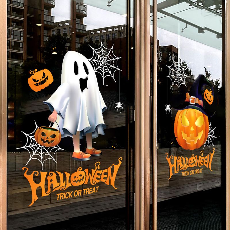 2 Pieces 45Cm*60Cm Halloween Window Stickers - Evil Spirit, Pumpkin Static Stickers, Easy To Remove And Remove Glass Dec_voghion.com