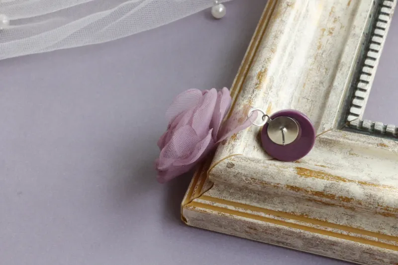 Collana con catena per clavicola con lacci, fatta a mano, motivo temperamento, orecchini viola tridimensionali, decorazione coordinata originale_voghion.com