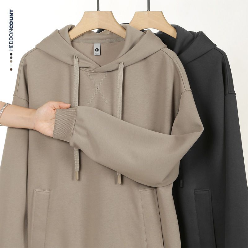 320G Autumn Trendy Brand Hooded American Style Solid Color Sports Casual Unisex Pullover Clean Version Sweatshirt_voghion.com