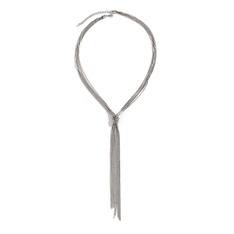 Dames sieraden hiphop metalen wind snake bone chain ketting trend geometrisch lang geweven sleutelbeen ketting_voghion.com