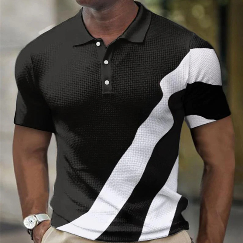 Polo da uomo estiva da golf con illusione ottica stampata in 3D street manica corta stampata abbigliamento traspirante_voghion.com