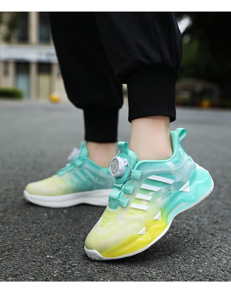 Chaussures de sport pour garçons, nouvelle collection printemps-automne 2023, maille respirante, boucle rotative blanche, pour enfants, course à pied pour filles_voghion.com