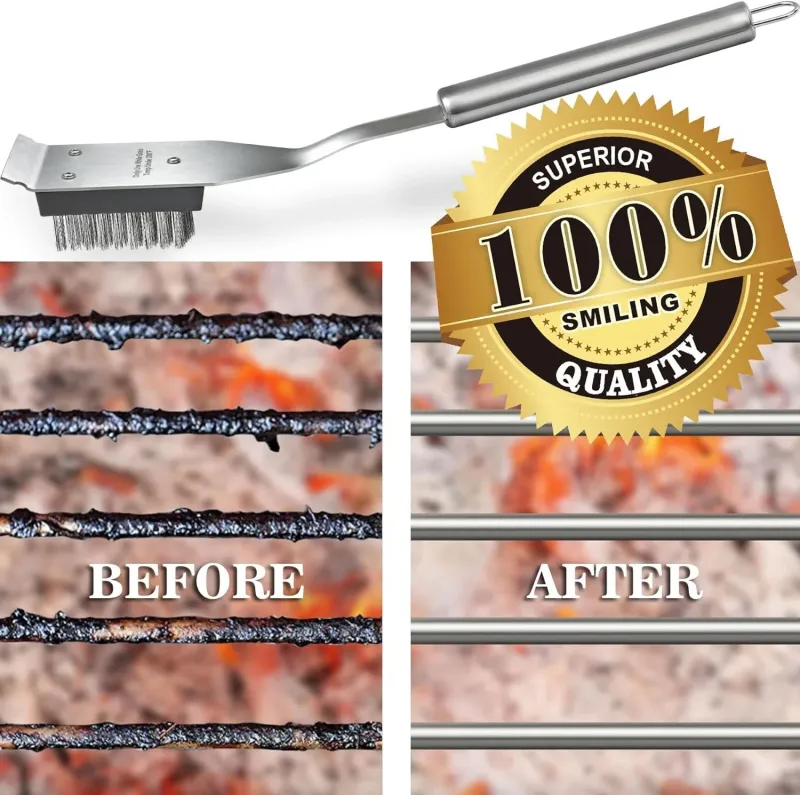 Grillbürste Und Schaber, Draht-BBQ-Grillbürste Für Outdoor-Grill, 16,5-Zoll-Reinigungs-Grillzubehör, Sichere Reinigungsbürste_voghion.com