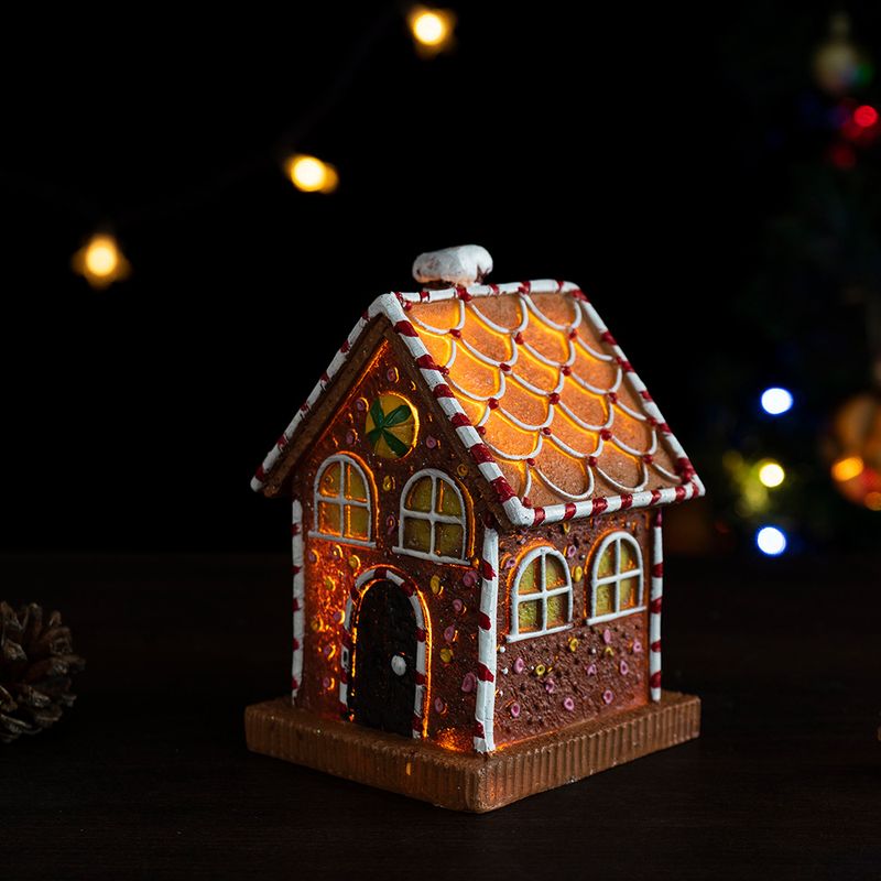 Gingerbread Man Christmas Ornament, Home Party Atmosphere Small House Resin Decoration For Festive Display_voghion.com