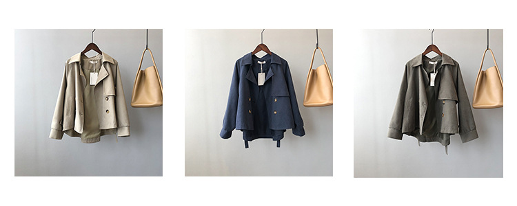 Women's Clothing spring new retro short windbreaker for small men female chic loose temperament coat 7962_voghion.com