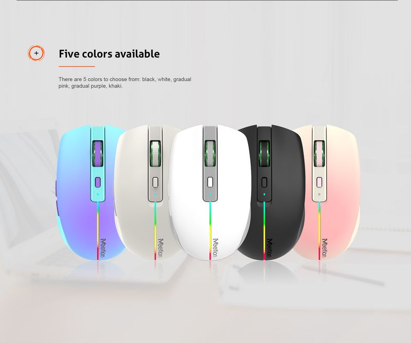 Meetion BTM002 Nero Portatile Cordless 2.4G Rgb Silenzioso Computer Portatile Mouse Wireless_voghion.com