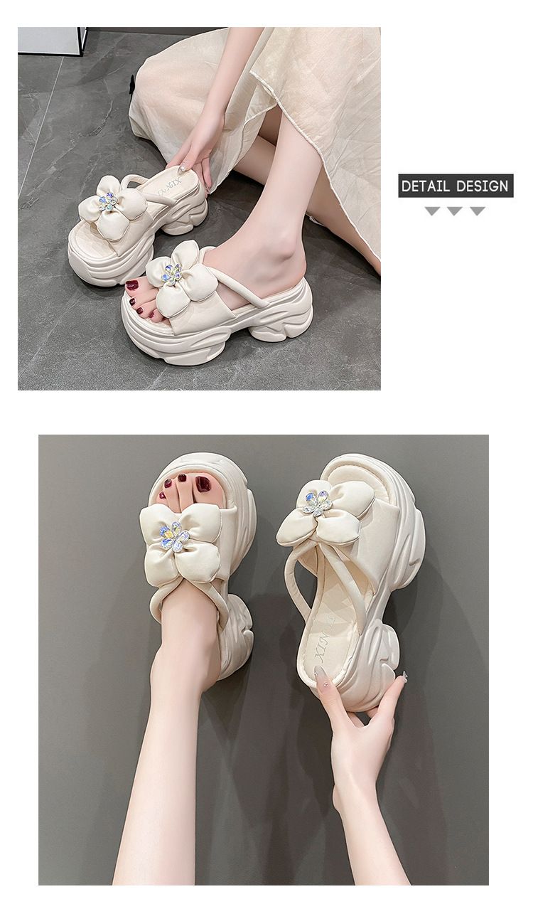 Sandálias plataforma com bico redondo, novo estilo da moda para o verão, chinelos de cunha com flores de celebridades da internet para mulheres, elegantes_voghion.com