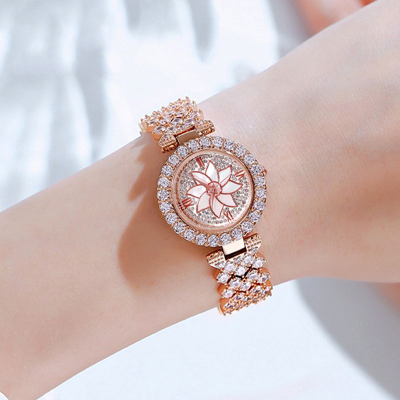 Dame armbåndsur sæt diamantbesat baby's breath armbåndsur + armbånd gavesæt til kvinder_voghion.com